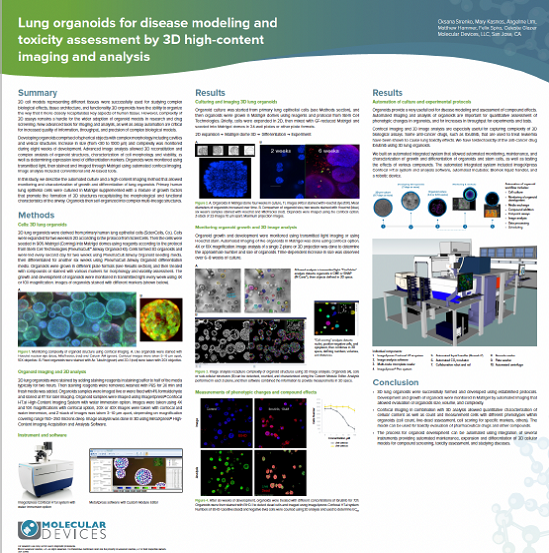 Lung organoids for disease modeling and toxicity assessment by 3D high-content imaging and analysis