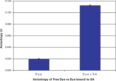 Comparison of the anisotropy of free b-AF488