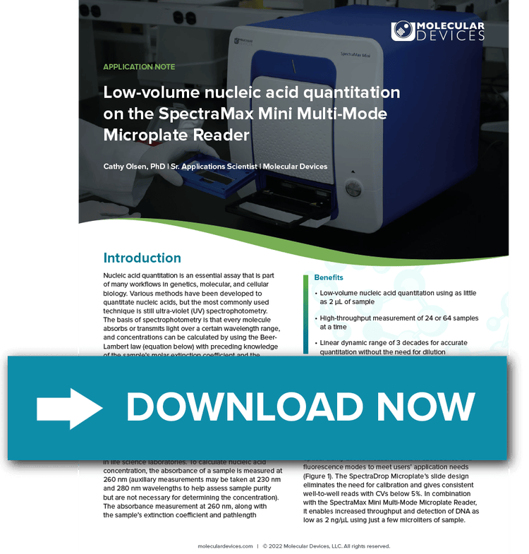 Lowvolume nucleic acid quantitation on the SpectraMax Mini MultiMode