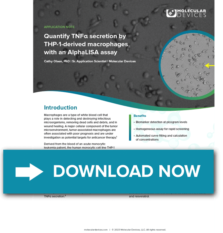 TNFa secretion by THP-1-derived macrophages with an AlphaLISA assay