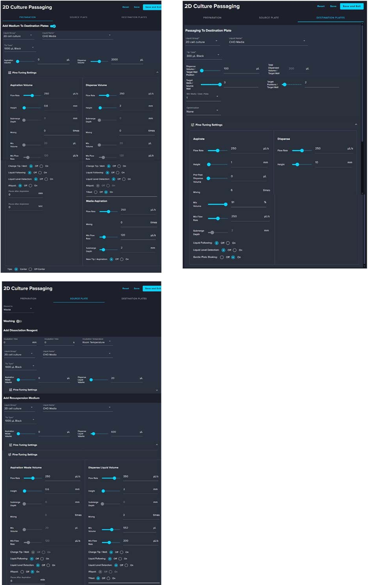 This screenshot shows the initial step in CHO cell passaging using CellXpress.ai system
