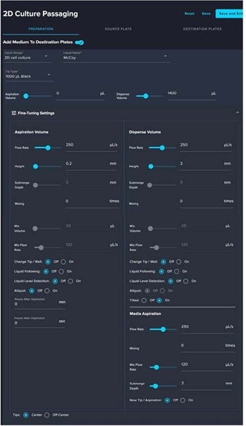 2D cell culture passaging workflow: preparation of destination plates