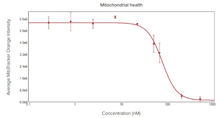 Plotted average intensity values of mitochondria identified