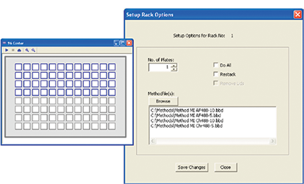 Plate and Setup Rack Options Screens