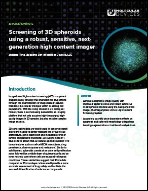 Screening of 3D spheroids App Note